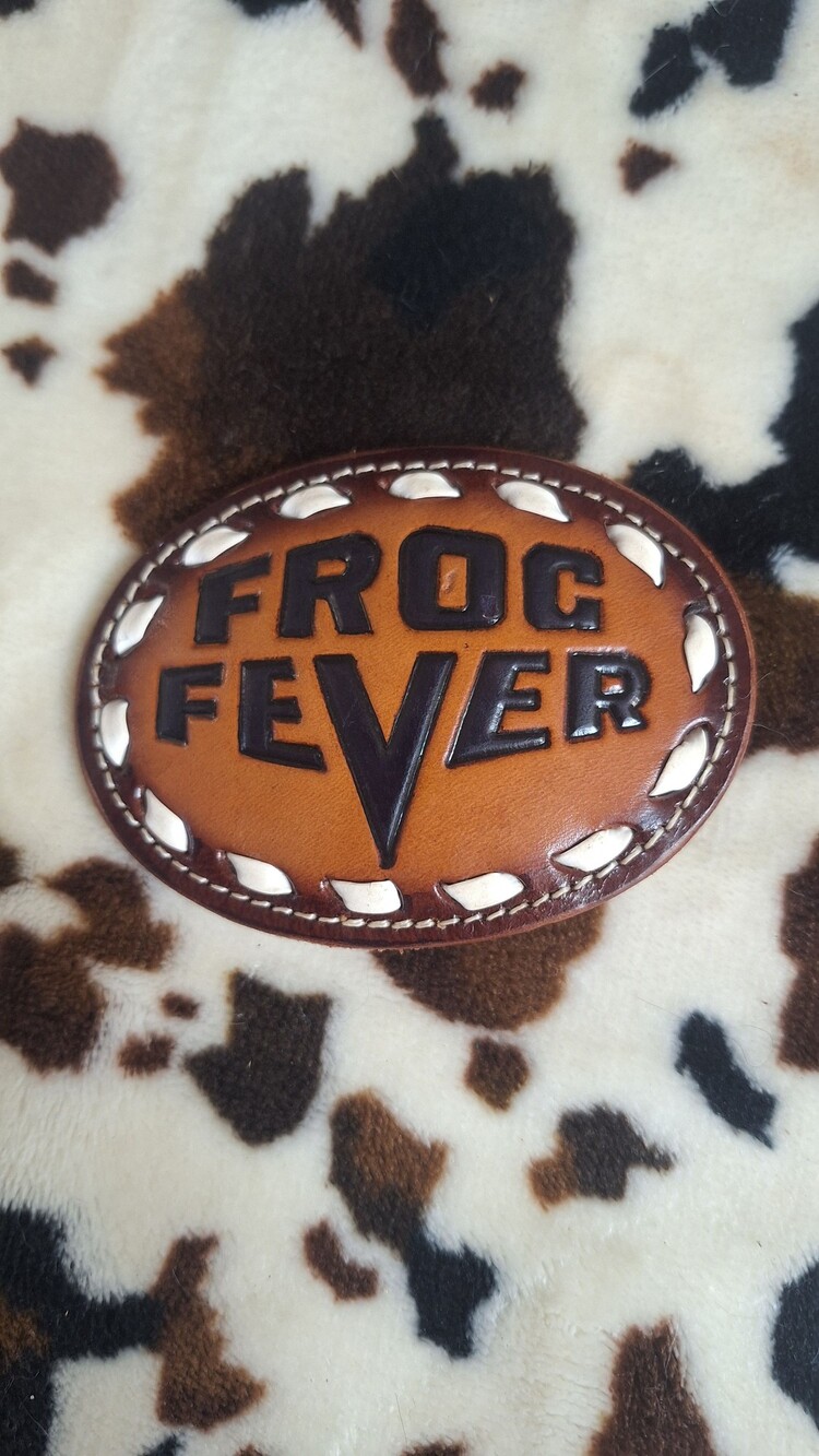 TCU Horned Frog Fever Leather Buckstitch Belt Buckle